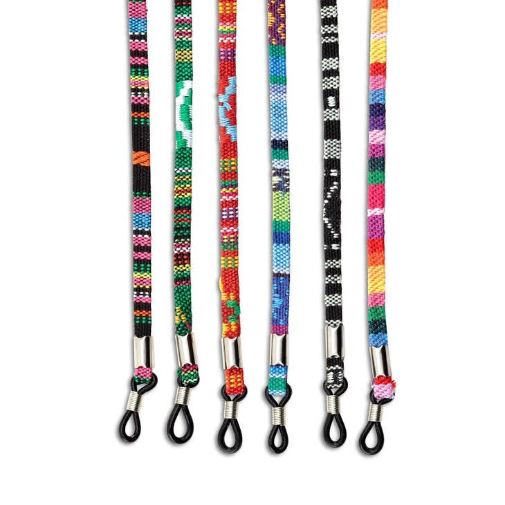 Black sunglass lanyard with durable fabric strap and secure clip attachment.