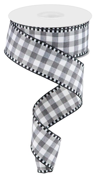 White gingham check fabric roll with a classic small-checkered pattern.