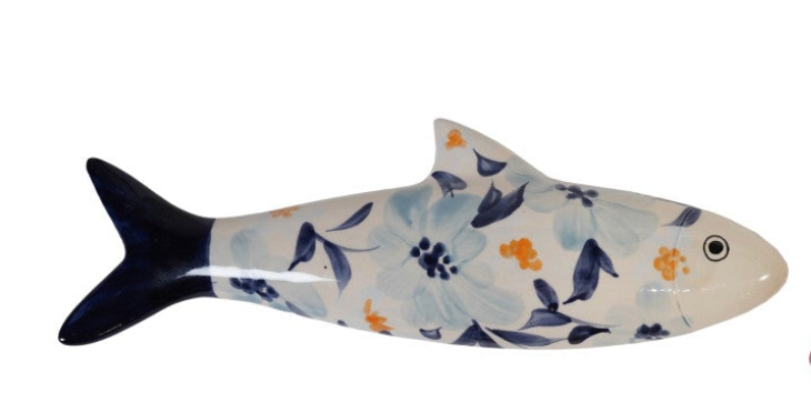 Hand-Painted Stoneware Fish Wall Décor