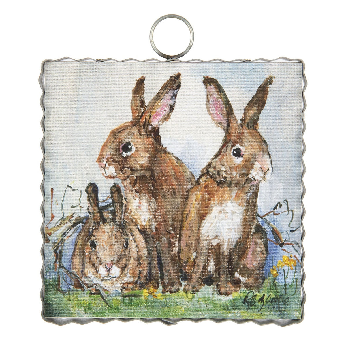 Mini Rozie Bunny Family hanging plush toy with a soft fabric finish.