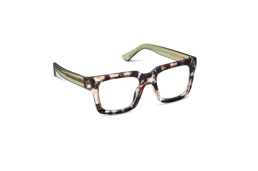 Spotlight Progressives eyeglasses with polycarbonate frame in black featuring blue light focus lenses and spring hinges.