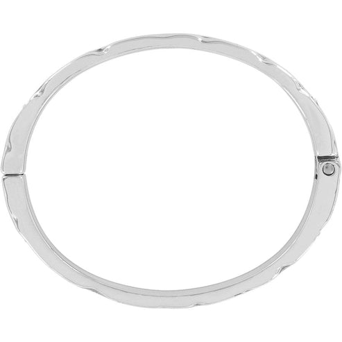 Silver plated magnetic hinged bangle with Swarovski crystal footprints pattern