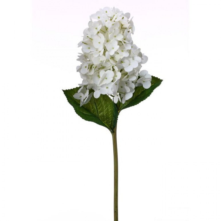 Soft touch garden cone hydrangea stem in natural green with white blooms