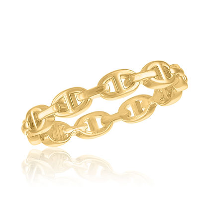 Gold layered link ring with a nautical mariner chain pattern.