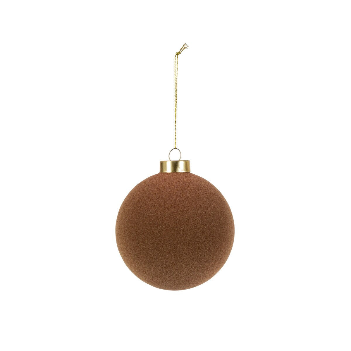 Glass Christmas ornament with chestnut flocked finish