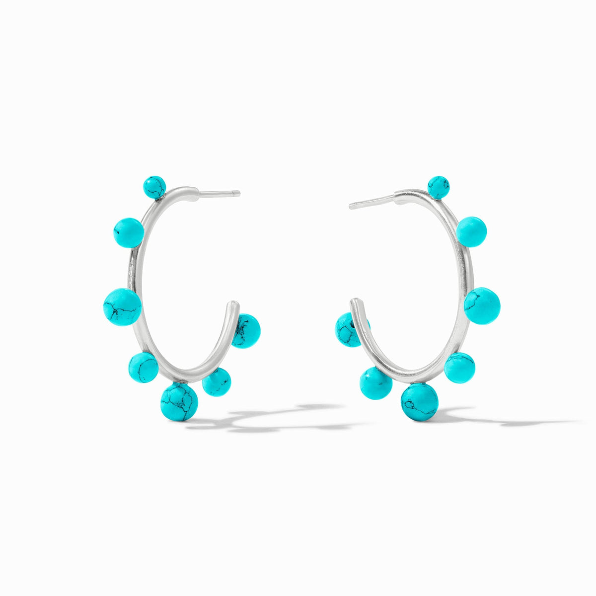 Julie Vos Hydra Stone silver-plated hoop earring with a shell pearl stone and pierced ear post.