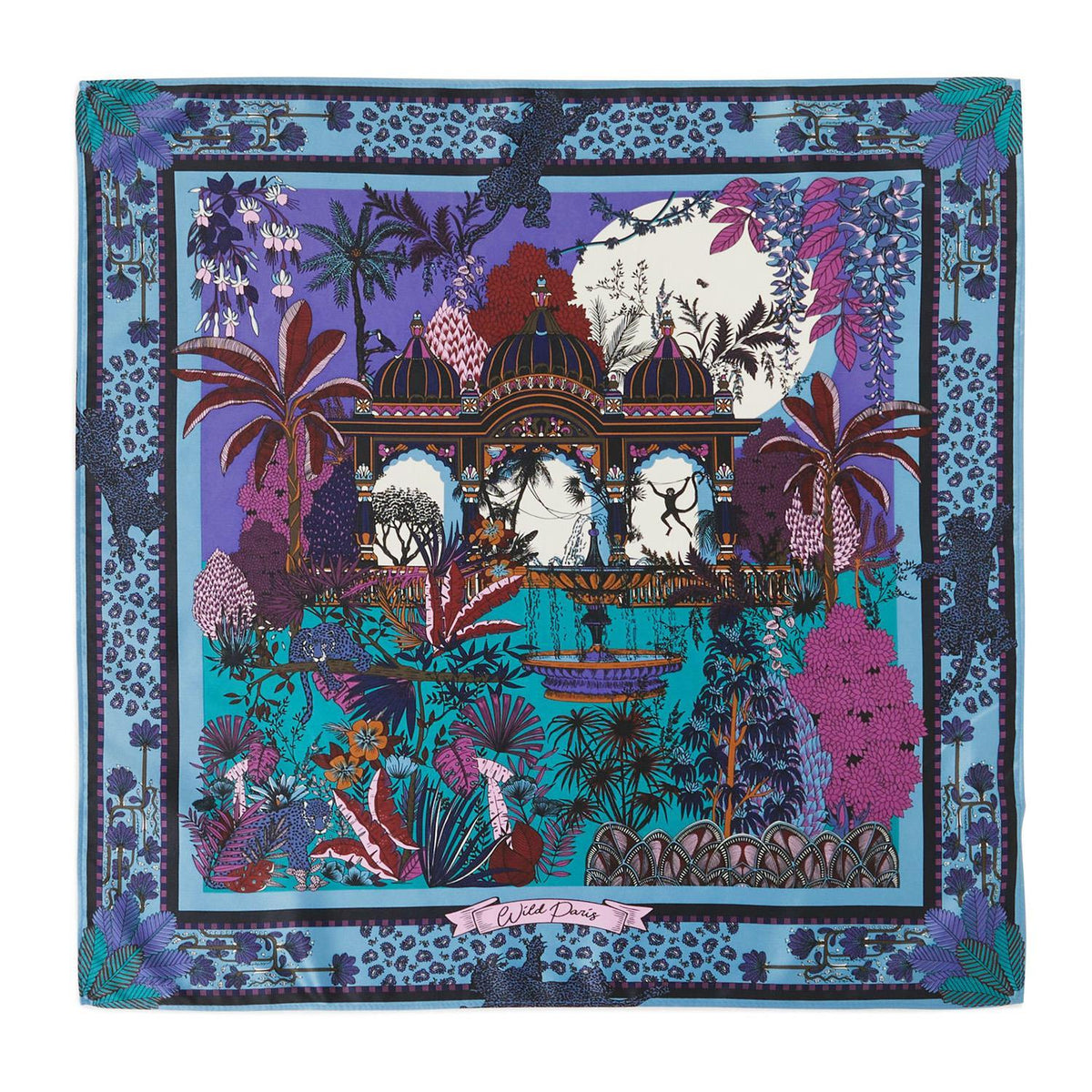 Mini square scarf in recycled polyester with a colorful abstract print.
