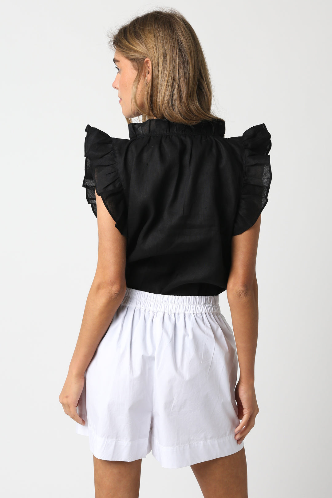 Heidi Linen Ruffle Blouse