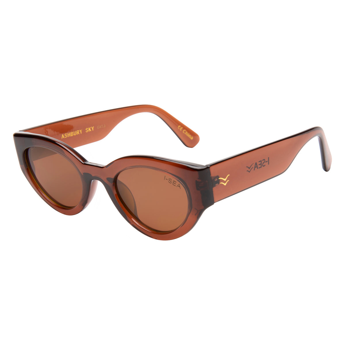 Ashbury Sky sunglasses with translucent taupe frames and brown polarized lenses.