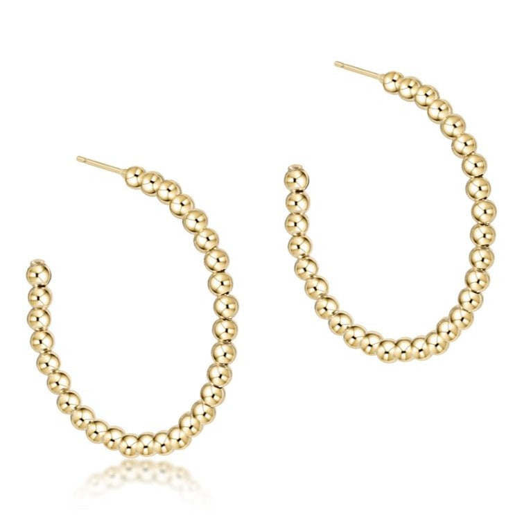 Beaded Classic Post Hoop - 3mm Gold