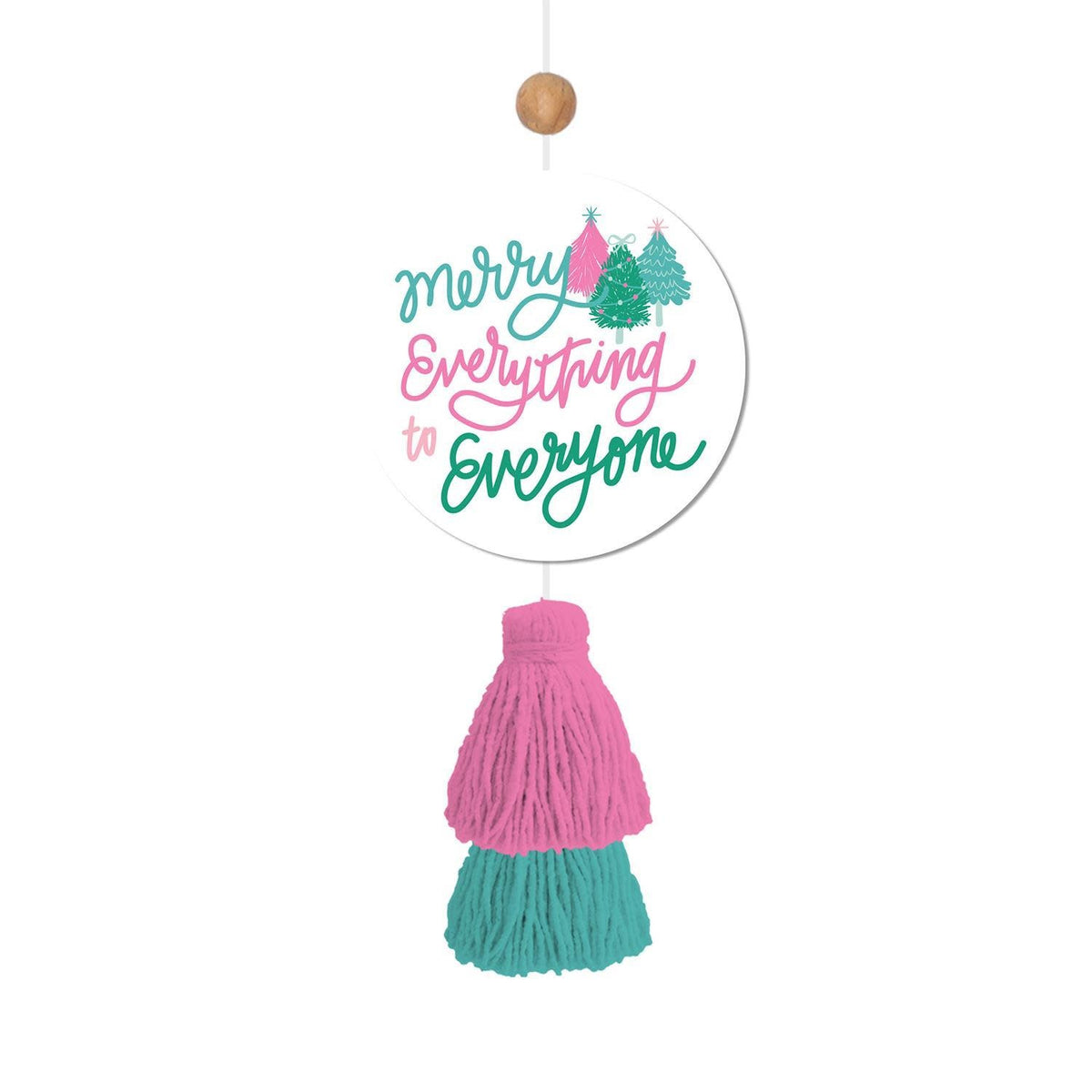Air freshener with warm orange spice, fir, pine, cinnamon scents on adjustable hanging string