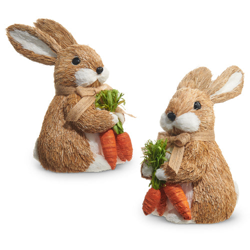 8-inch foam bunny figurine with carrot accessories in natural grass tones