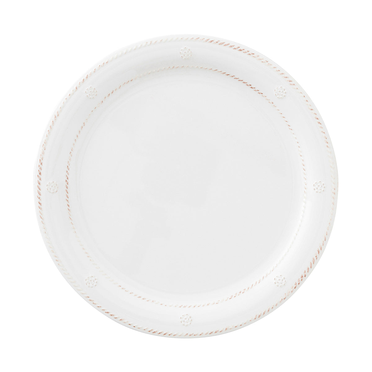 Berry & Thread Whitewash Melamine Dinner Plate with scalloped edges and rope detailing.