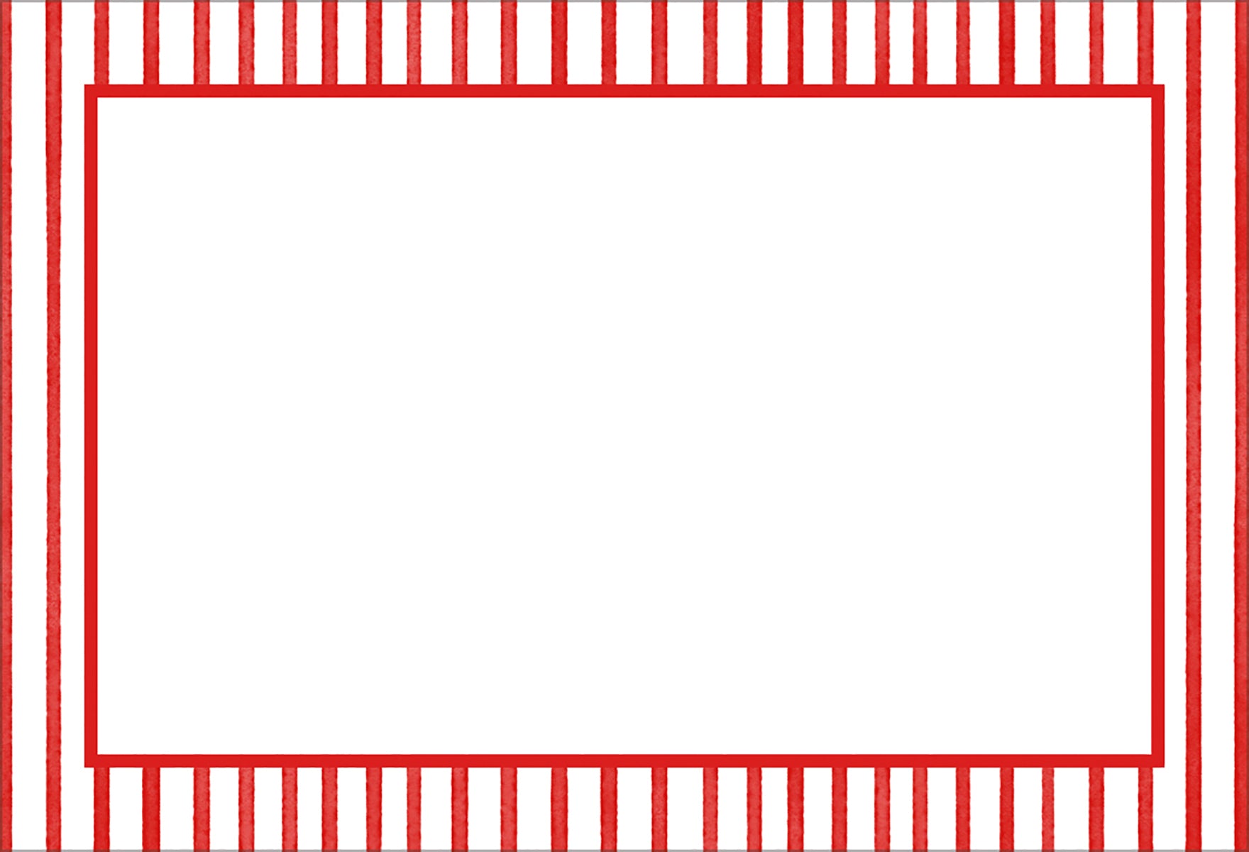 Classic fold place card with a white center and a red pinstripe border.