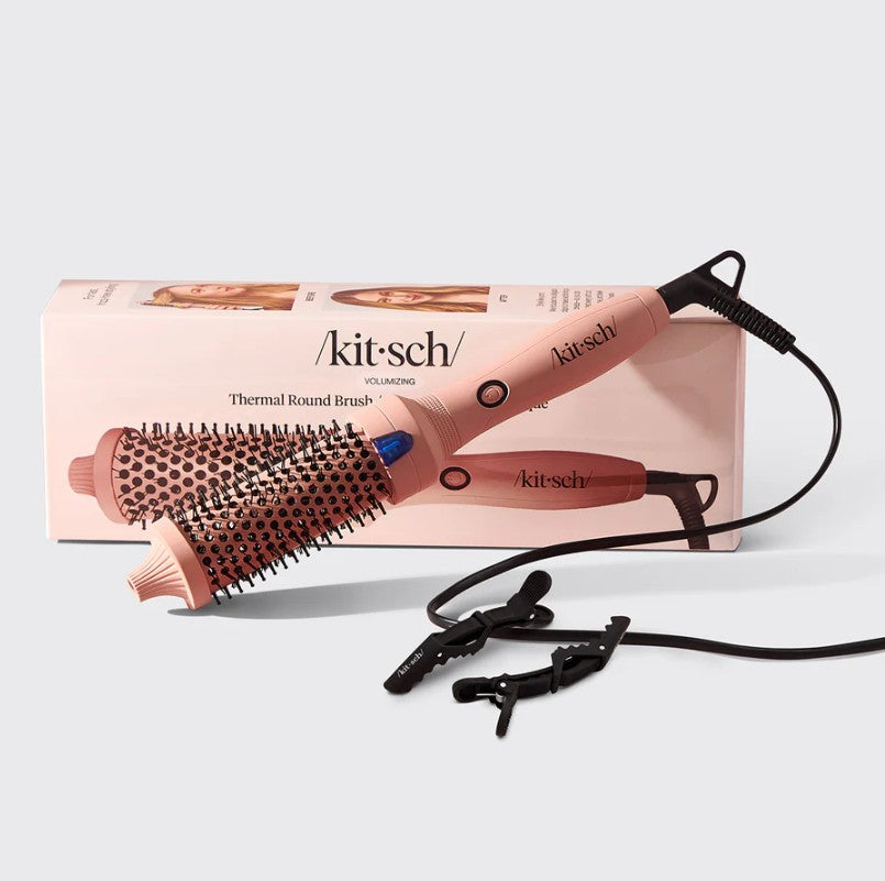 Black volumizing thermal brush with rounded barrel handle