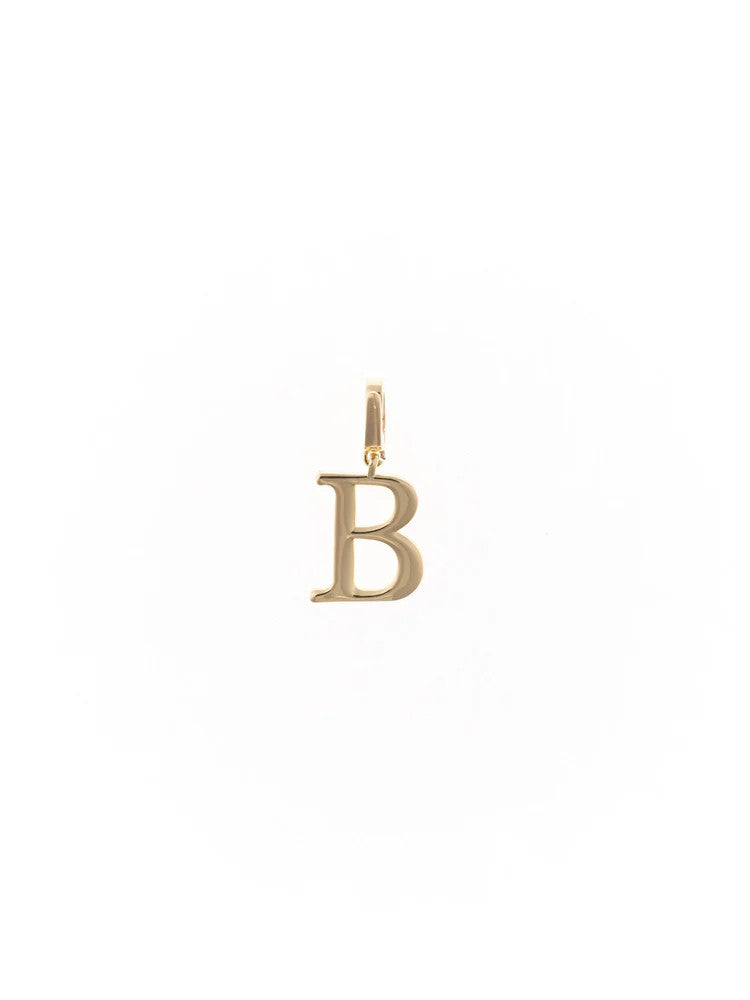 18k gold plated Greek letter B charm with a clasp attachment.