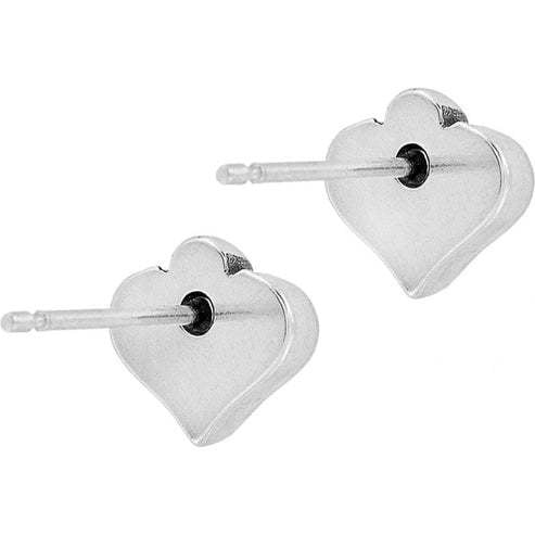 Silver plated mini post earrings featuring fine quality crystal heart pendants.