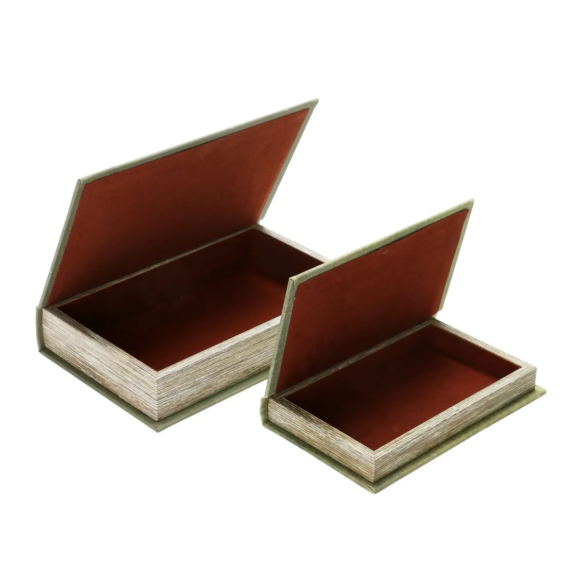 MDF book storage box with canvas front in light beige featuring a small closed book silhouette on the cover.