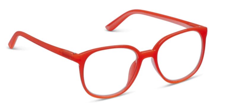 Fruit Punch eyeglasses with thin round frames in juicy pink and blue colors featuring spring hinges.