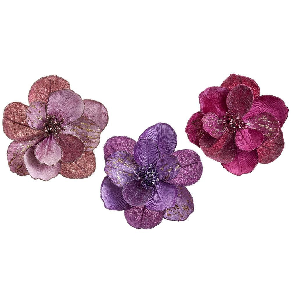 7"H x 7"W x 4"L Metallic Pearlized Magnolia Clip (3 ea/acetate box) Purple Boysenb