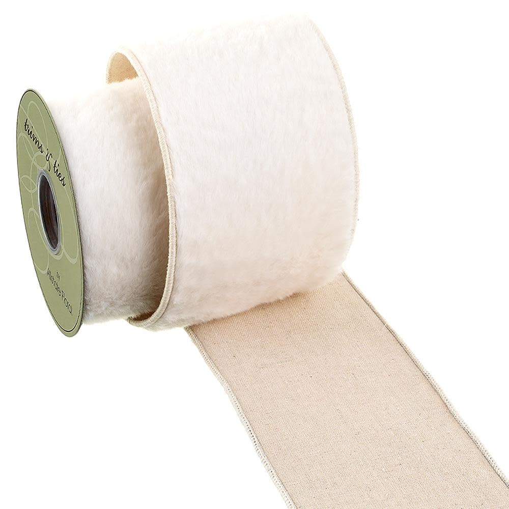 4"Wx5yd Fur Ribbon  White