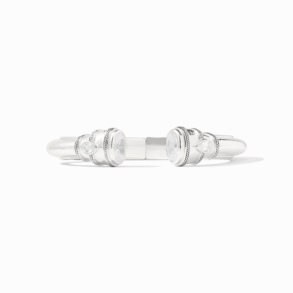 Silver Cannes Demi Cuff bracelet with glass inlay and spring hinge closure