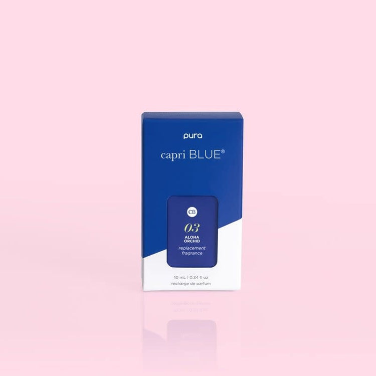 Aloha Orchid Pura diffuser refill vial with soft floral notes and a clear glass design.
