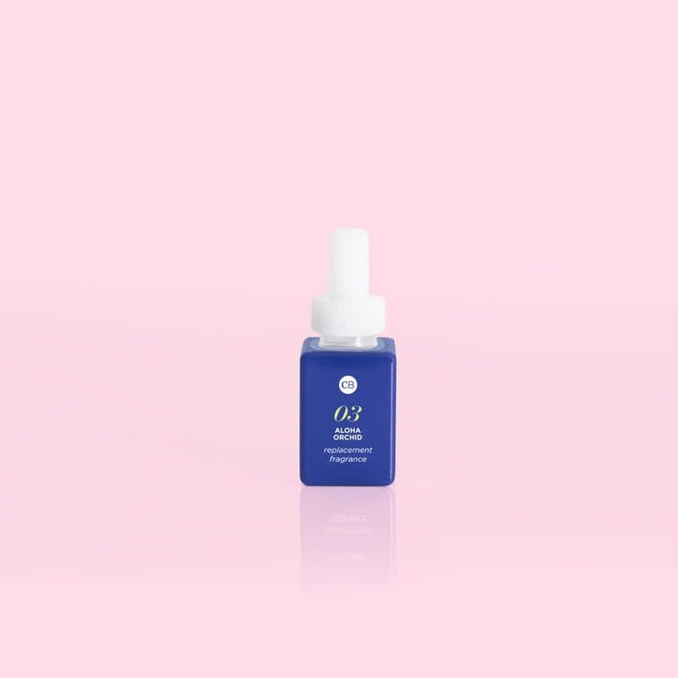 Aloha Orchid Pura diffuser refill vial with soft floral notes and a clear glass design.