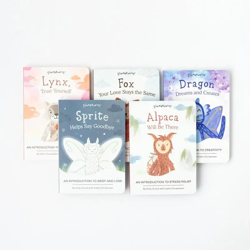 Five books titled Slumberkins - An Introduction To Resilience arranged in a set.