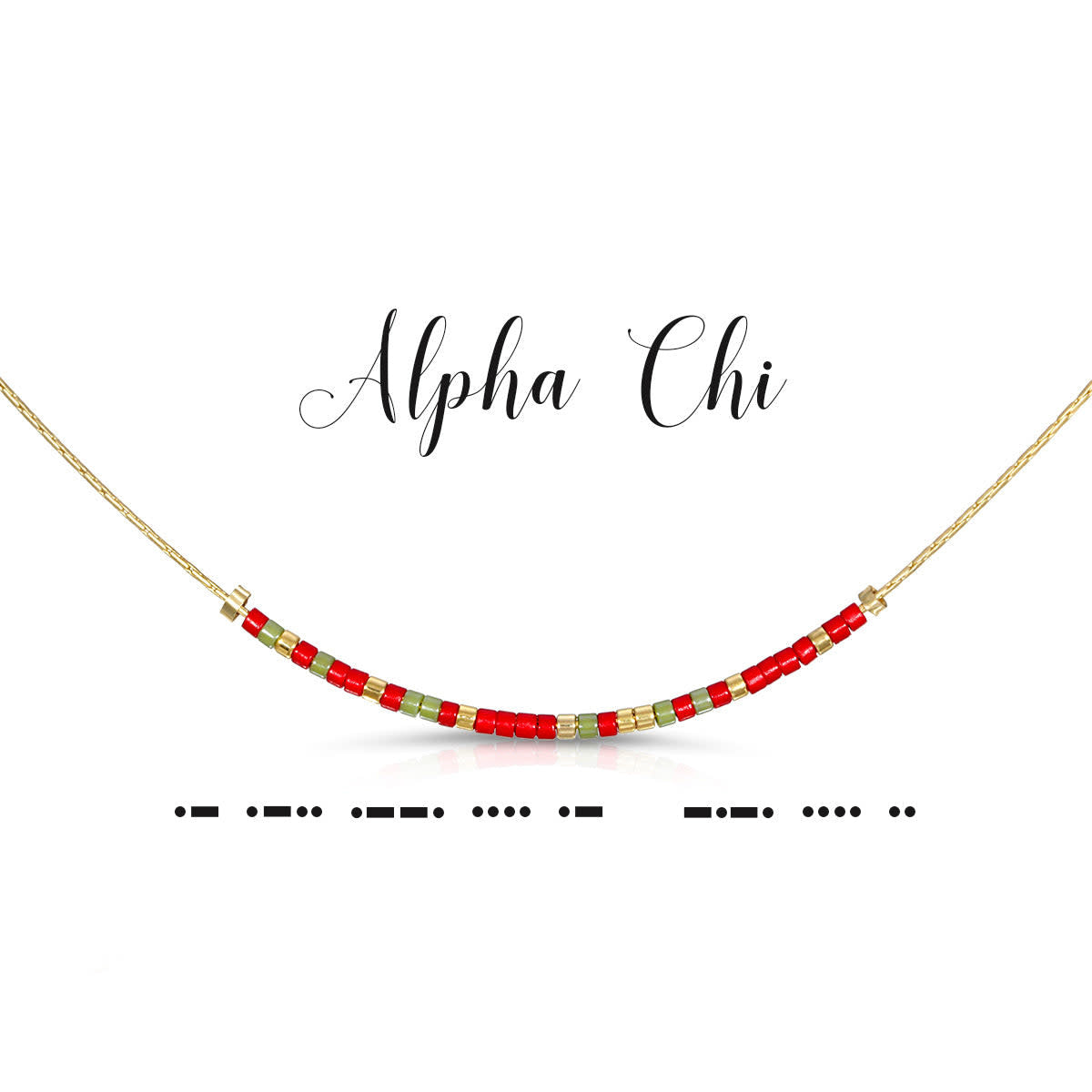Silver Alpha Chi Greek letter necklace on a standard length chain.