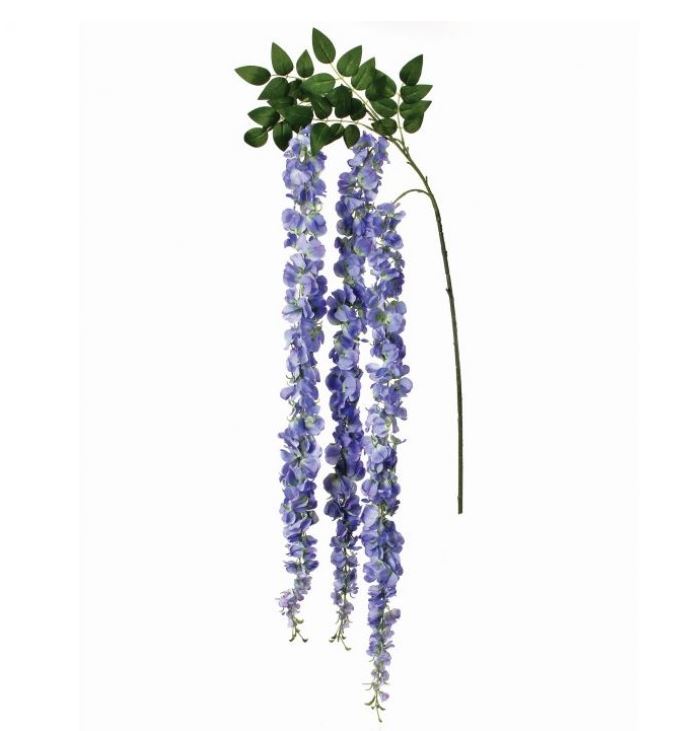 42-inch Grand Wisteria branch with natural wood finish and delicate purple flower clusters.