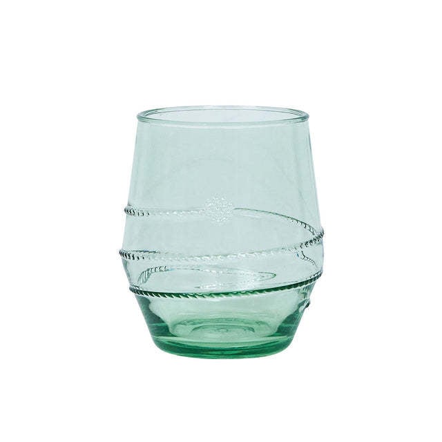 Small acrylic tumbler in seagrass green with a natural woven texture.