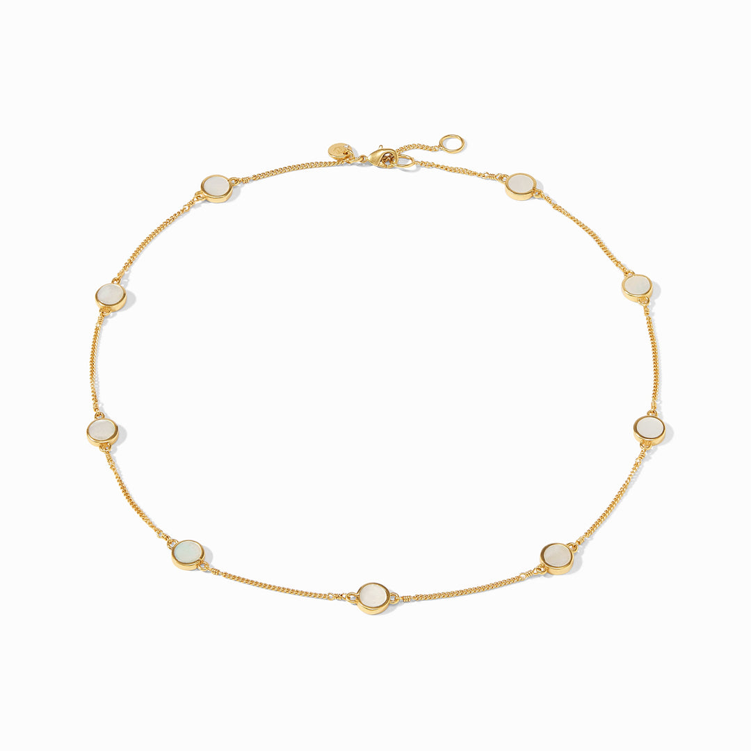Valencia Delicate Station Necklace Gold Mother Pearl