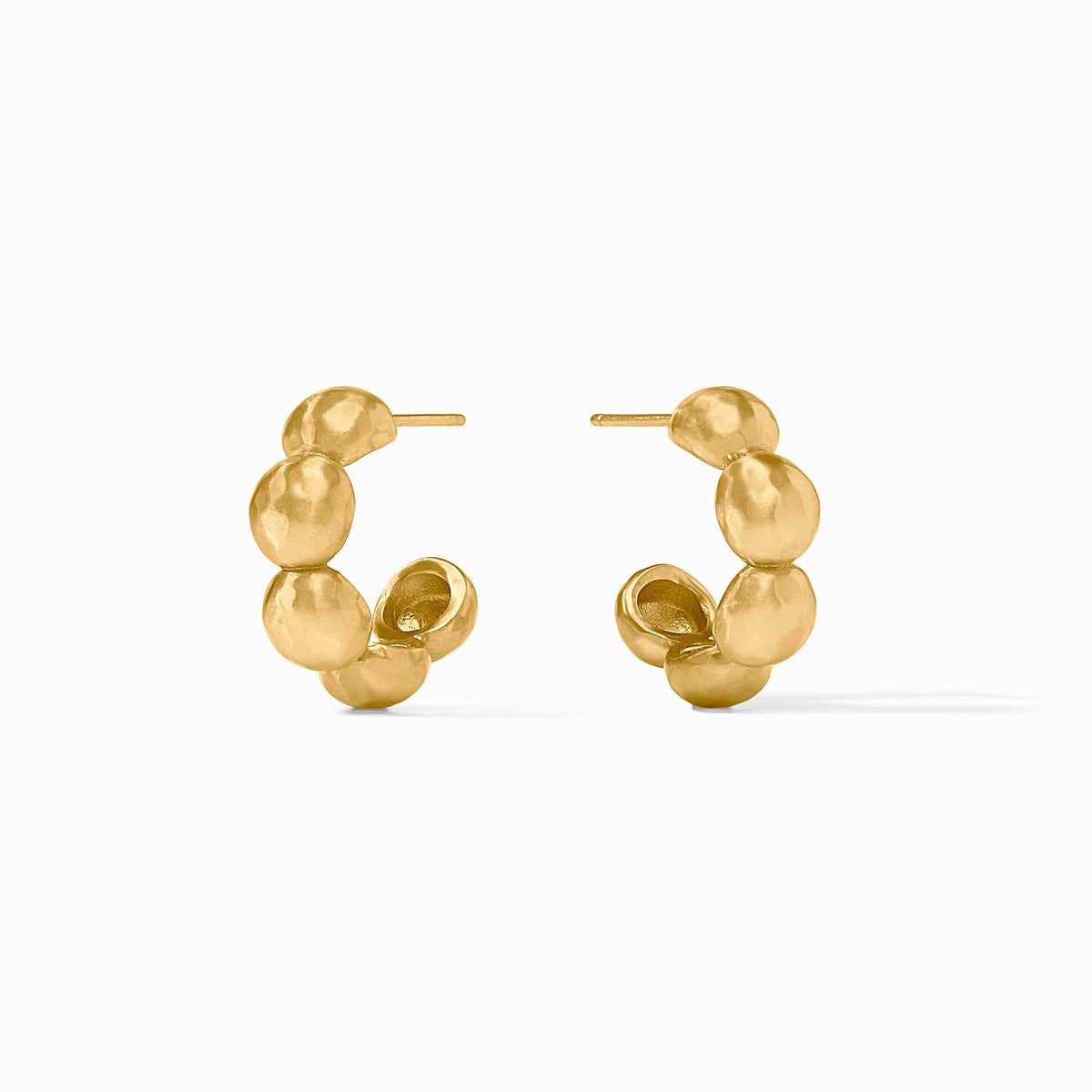 Solara Nova Hoop Gold earrings featuring a textured, bubble-like design in 24K gold plate.