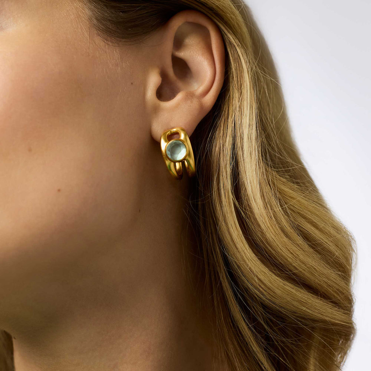 Laguna Stone Hoop earrings in gold with imported glass stones
