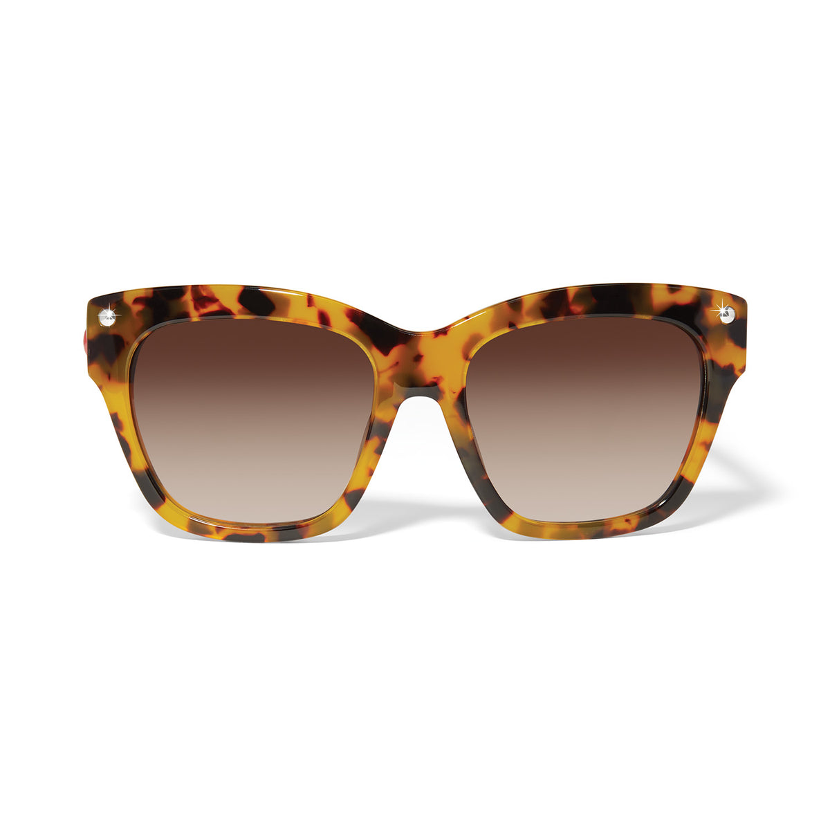 Tortoise shell cat eye sunglasses with brown gradient lenses and silver accents.