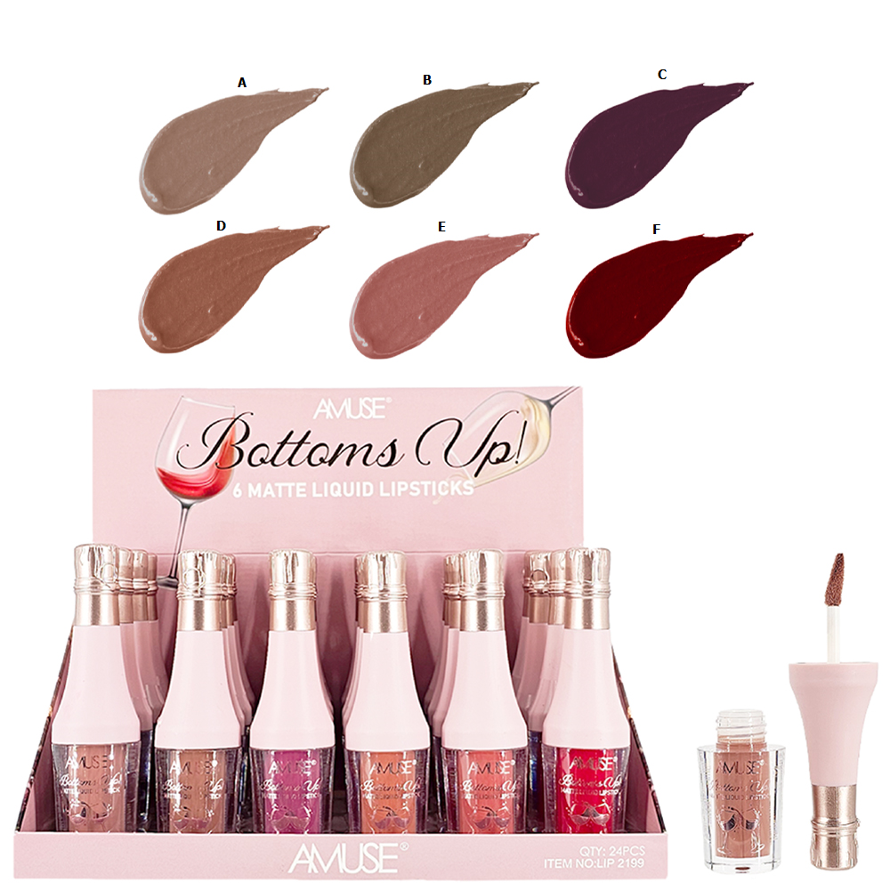 Amuse Bottoms Up Matte Liquid Lipstick in a sleek tube with vibrant color.