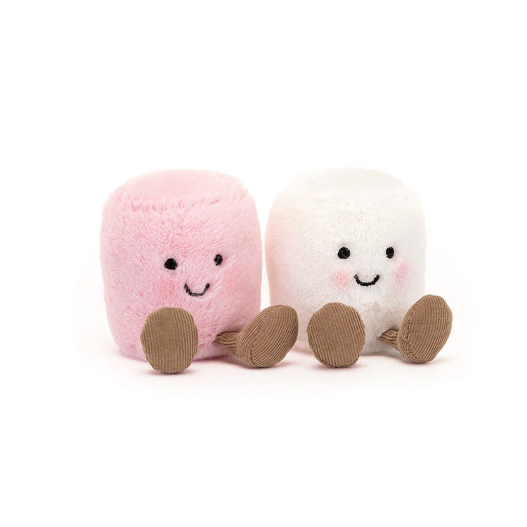 Amuseables pink and white marshmallow plush toy with matching boot accessories.