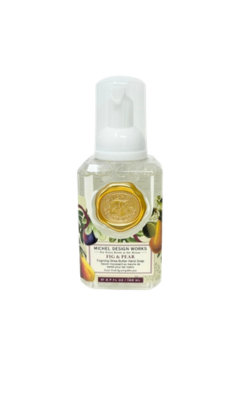 Michel Design Works Fig & Pear Foaming Shea Butter Hand Soap in a 4.7 fl oz mini pump bottle.