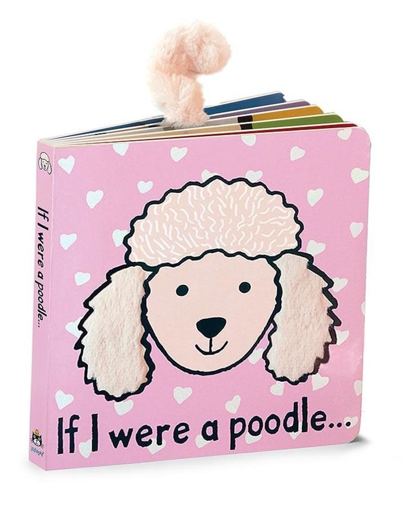 Blush-colored hardcover book titled 'If I were a Poodle' featuring an illustrated poodle silhouette on the front cover.