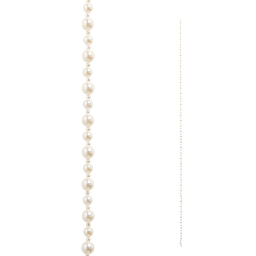 6-foot ivory plastic pearl garland with alternating bead sizes on a white background.
