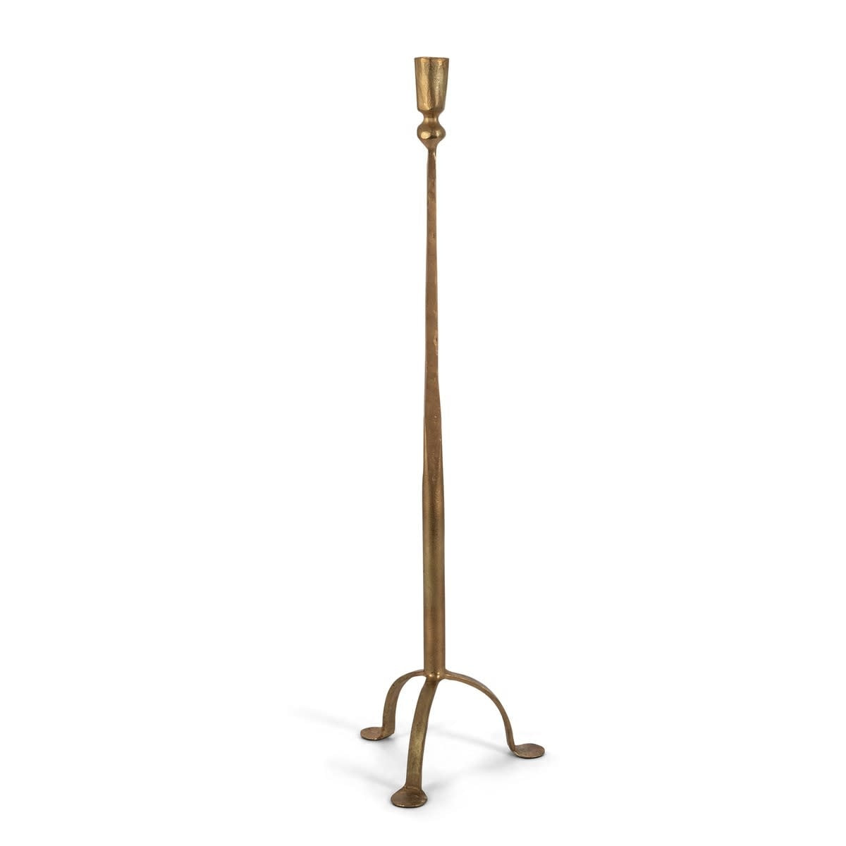 Antique gold iron candlestick with elongated matte finish