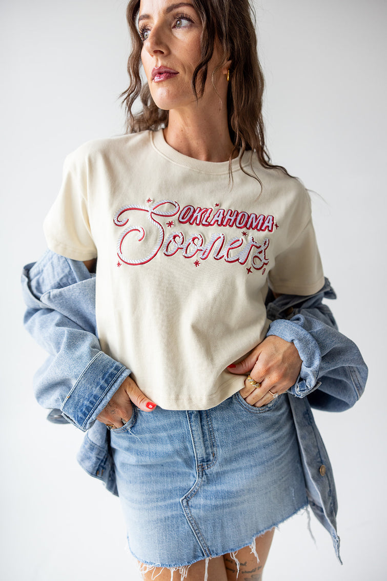 Mandy Oklahoma Lasso Luxe Heavyweight Crop Tee