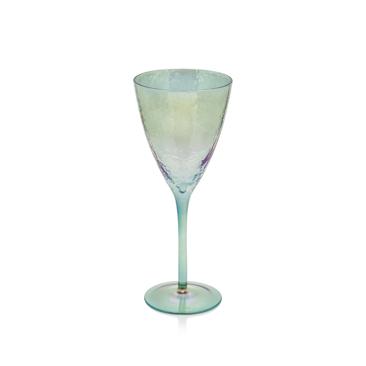 Hammered texture red wine glass with lustrous blue finish