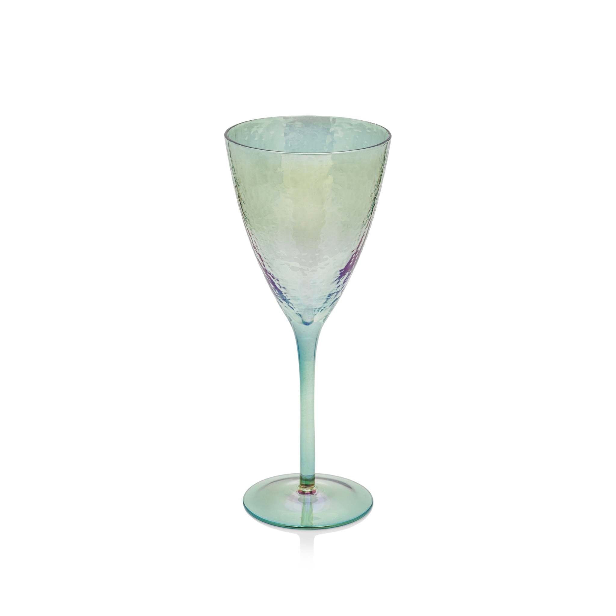 Hammered texture red wine glass with lustrous blue finish