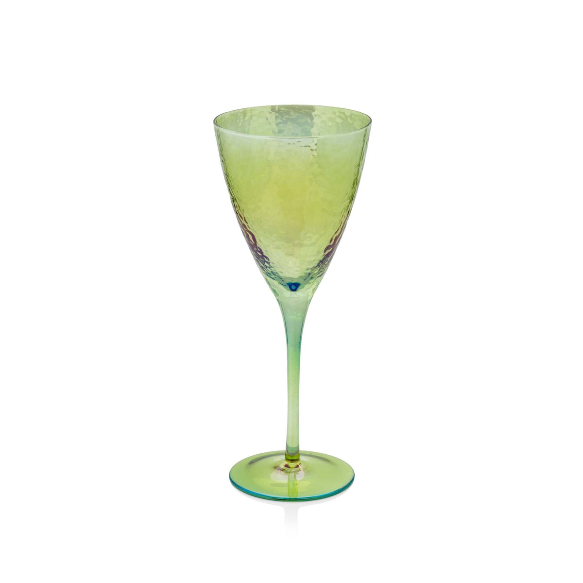 Luster green hammered soda-lime glass red wine tumbler with vibrant finish