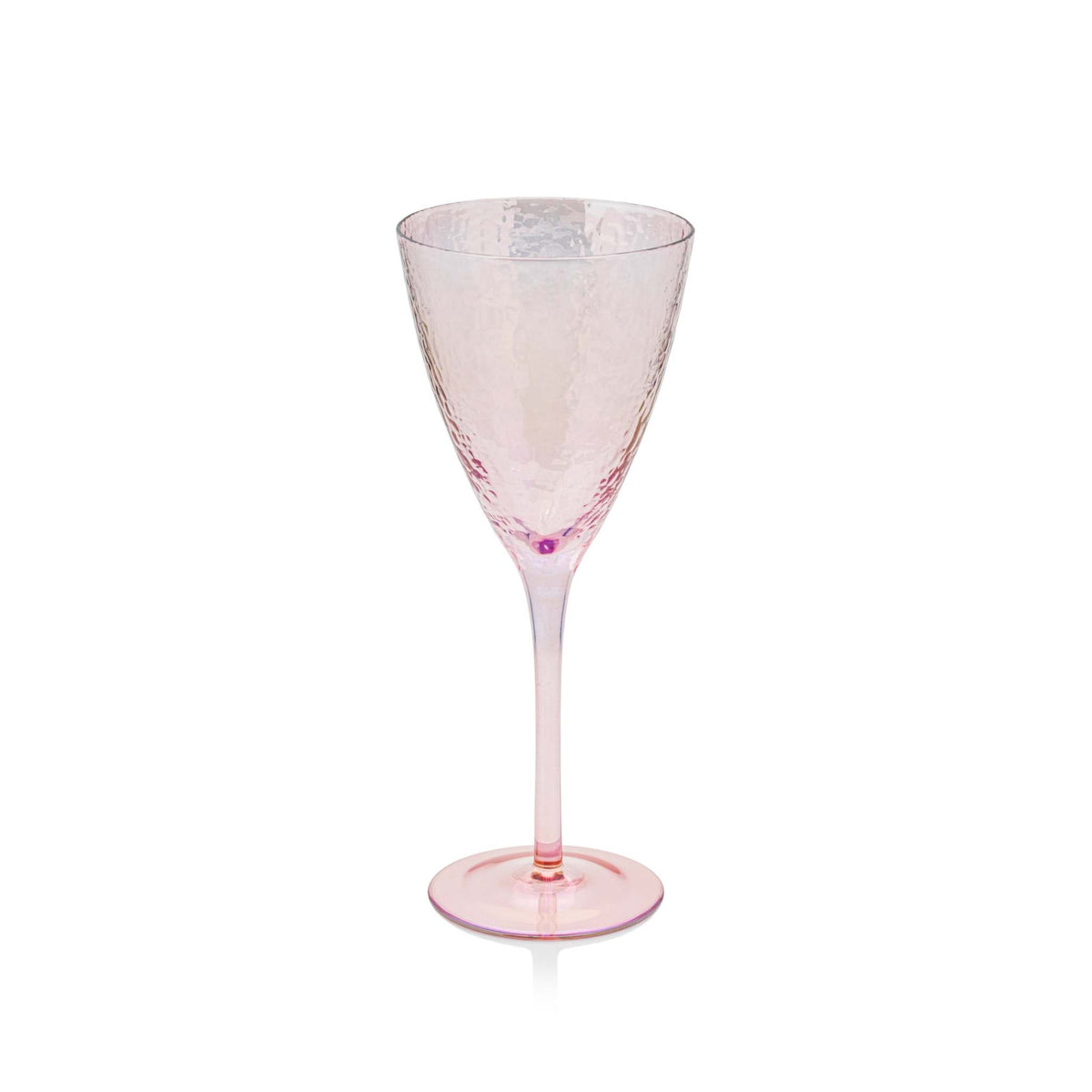 Hammered texture red wine glass with lustrous pink finish