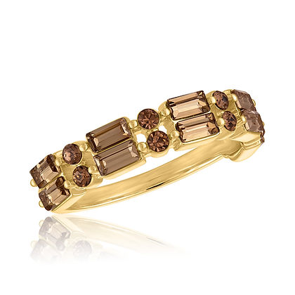 Stacked ring set featuring Colorado topaz gold layers with a stacked light silhouette.