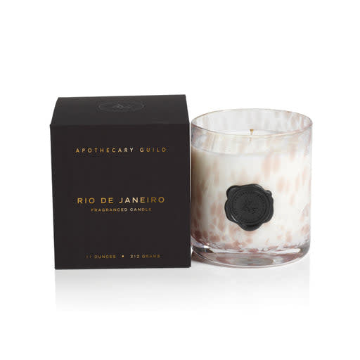 Opal glass candle jar in a gift box with Rio De Janeiro scent