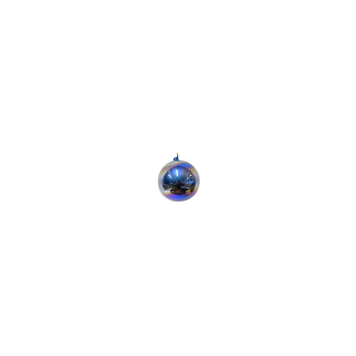 150mm blue pearl glass ball ornament with an iridescent, reflective finish.